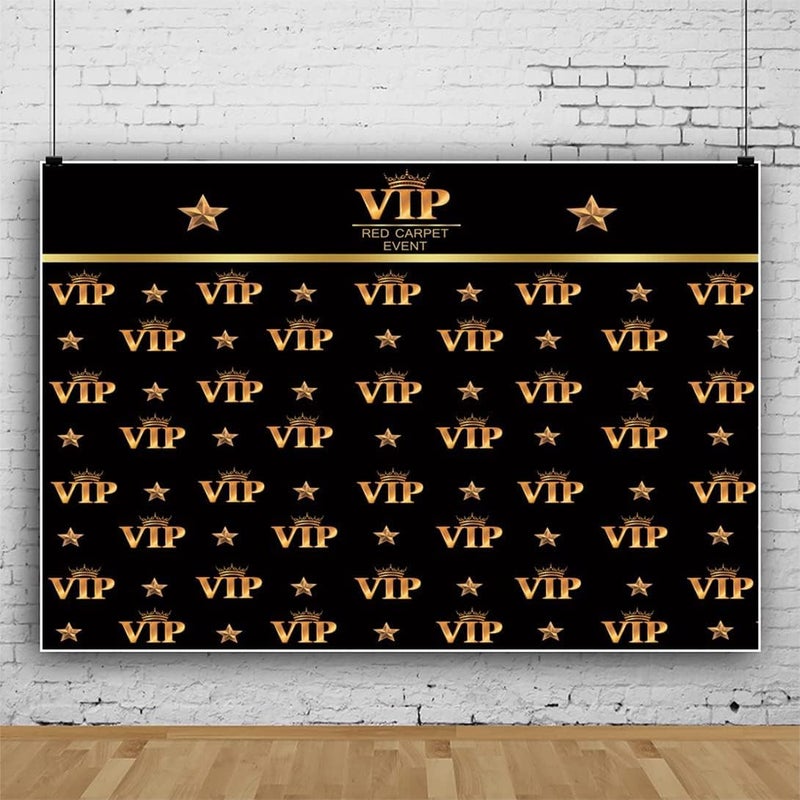 Renaiss 10x6.5ft Black Gold VIP Backdrop for Photography Red Carpet Event Golden Crown Movie Theme VIP Star Stage Background for Ceremony Award Movie Stage Party Banner Photo Studio Props - Image 4